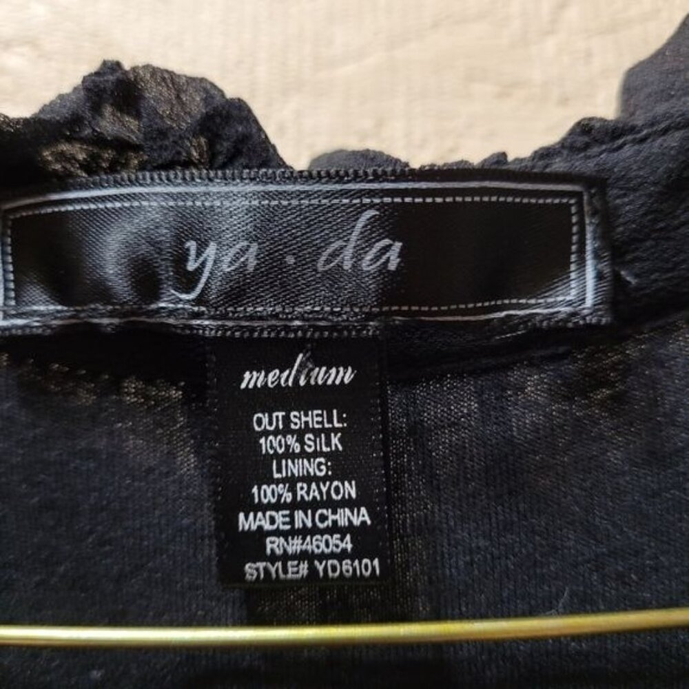 Anthropologie Ya Da Women’s Size  Medium Black Silk Dress Ruffle Collar Layered - Picture 5 of 5